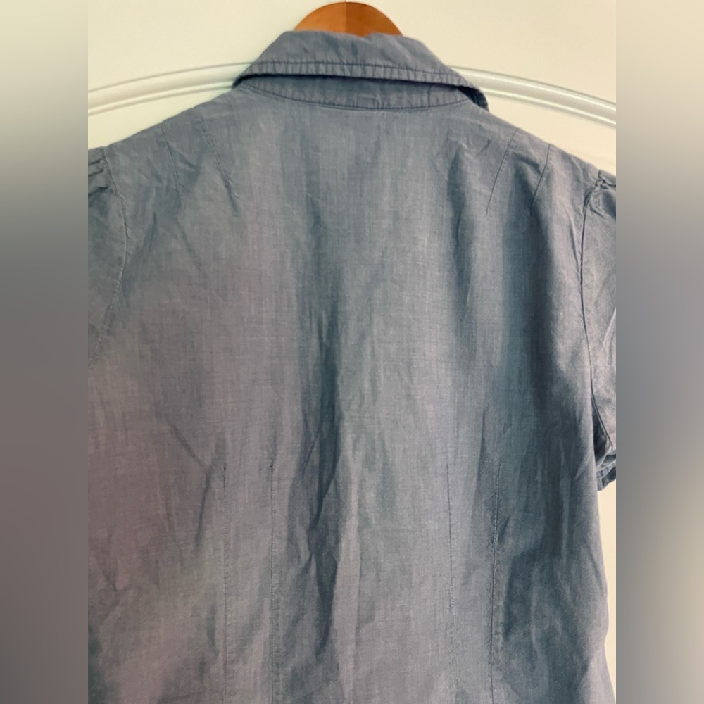 St. John's Bay Blue Chambray Button-Down Cotton Shirt M - Picture 5 of 9
